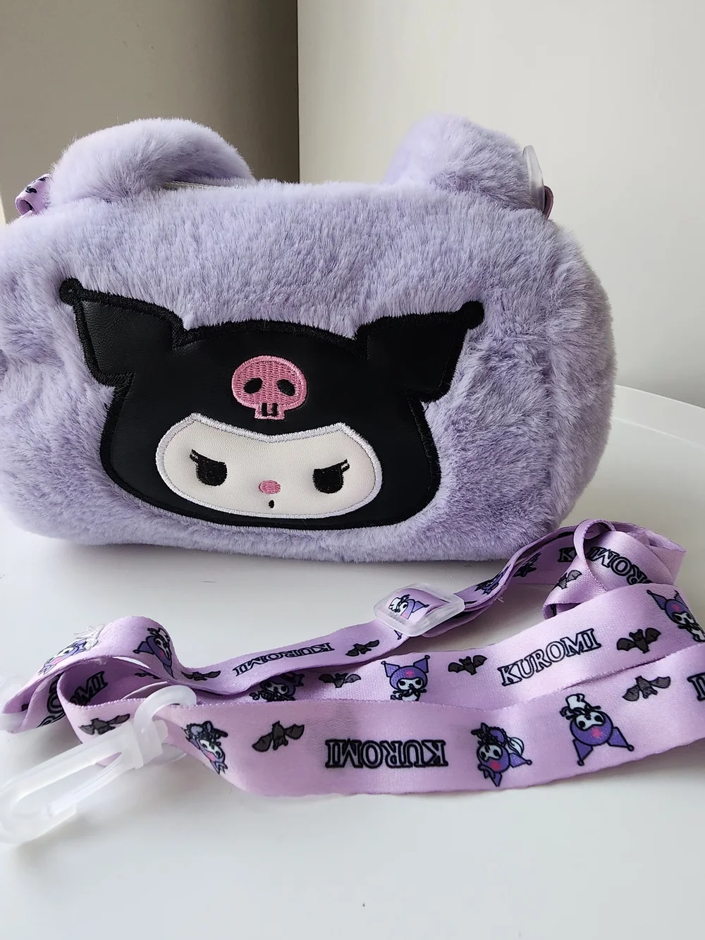 Kuromi Plush Crossbody Bag in Lavender